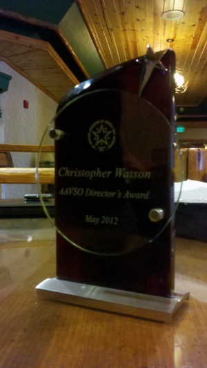 A close up of the award